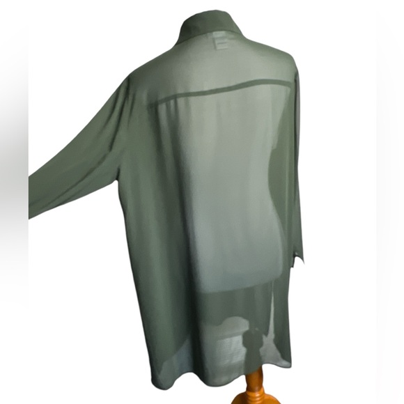 Pursuits Blouse Long Tunic Button Front Sheer Layer PLUS 1x Romantic Grannycore - Picture 2 of 8